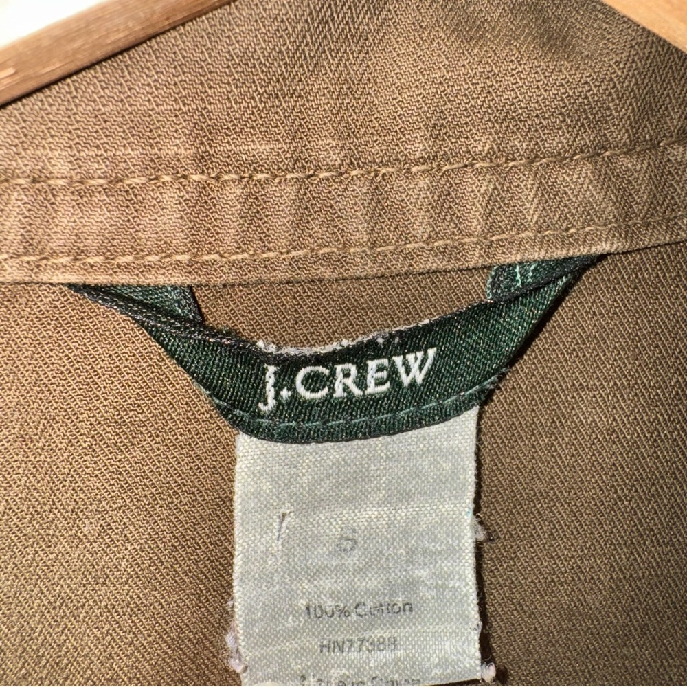 J Crew Military Field Jacket Olive Green/Brown Zip Up Cinch Waist Women’s Small - Picture 2 of 6